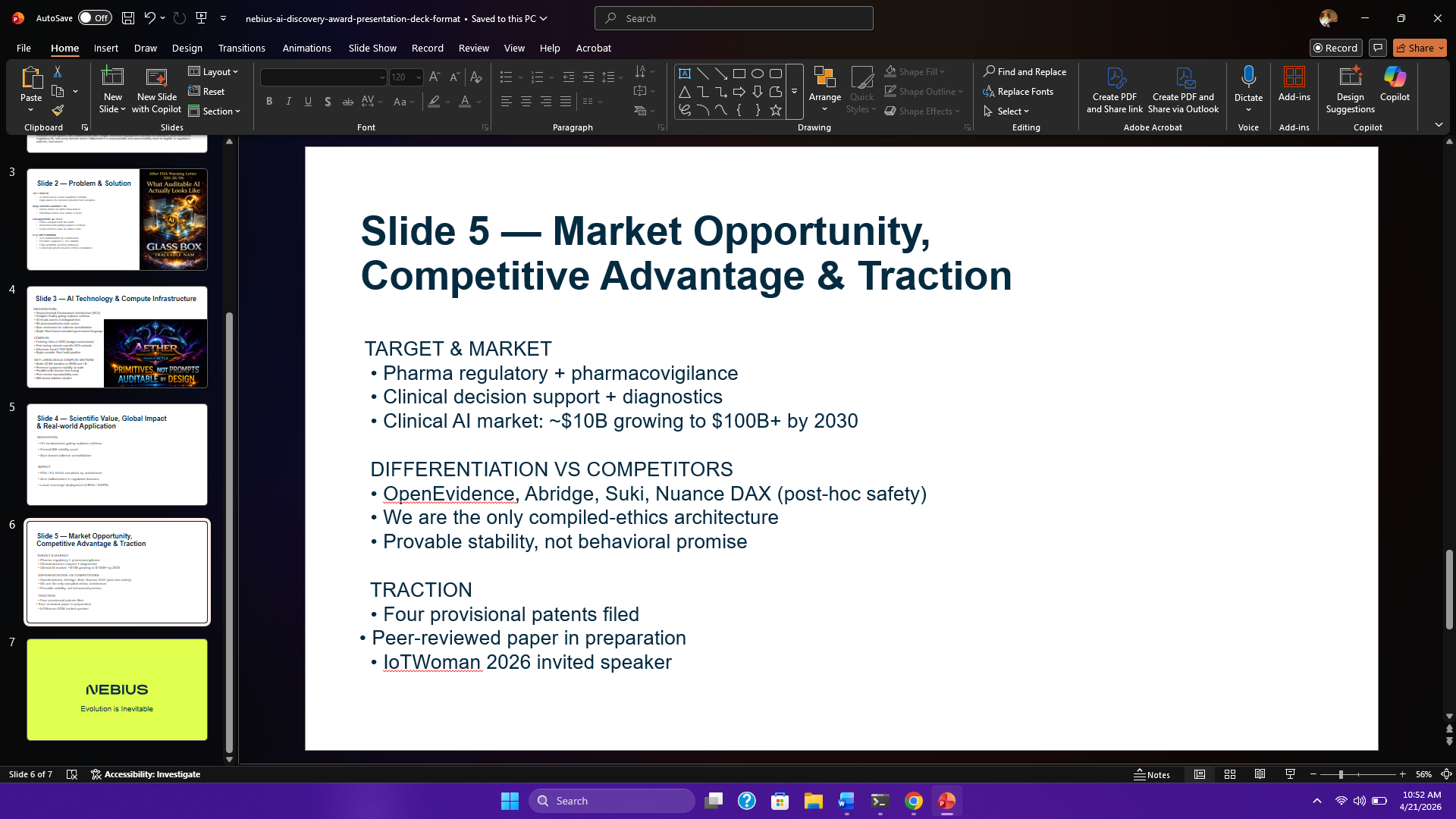 Slide 5 — Market Opportunity, Competitive Advantage and Traction